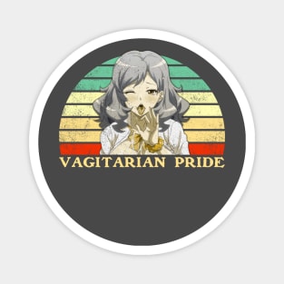 Vagitarian Pride - Lesbian Anime Pun - Retro Sunset v4 Magnet